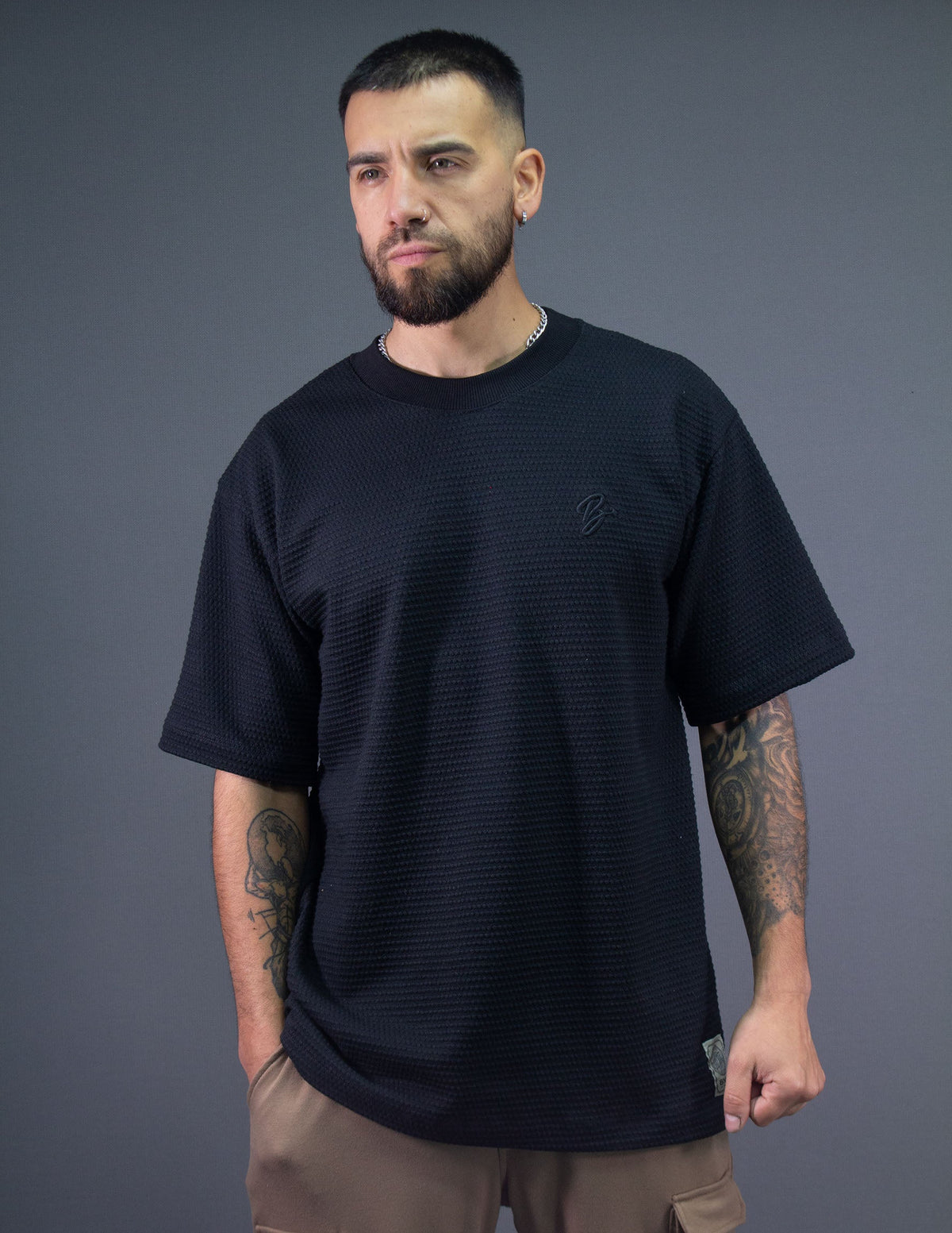Camiseta Oversize Tex Olivetto - modelo/detalle