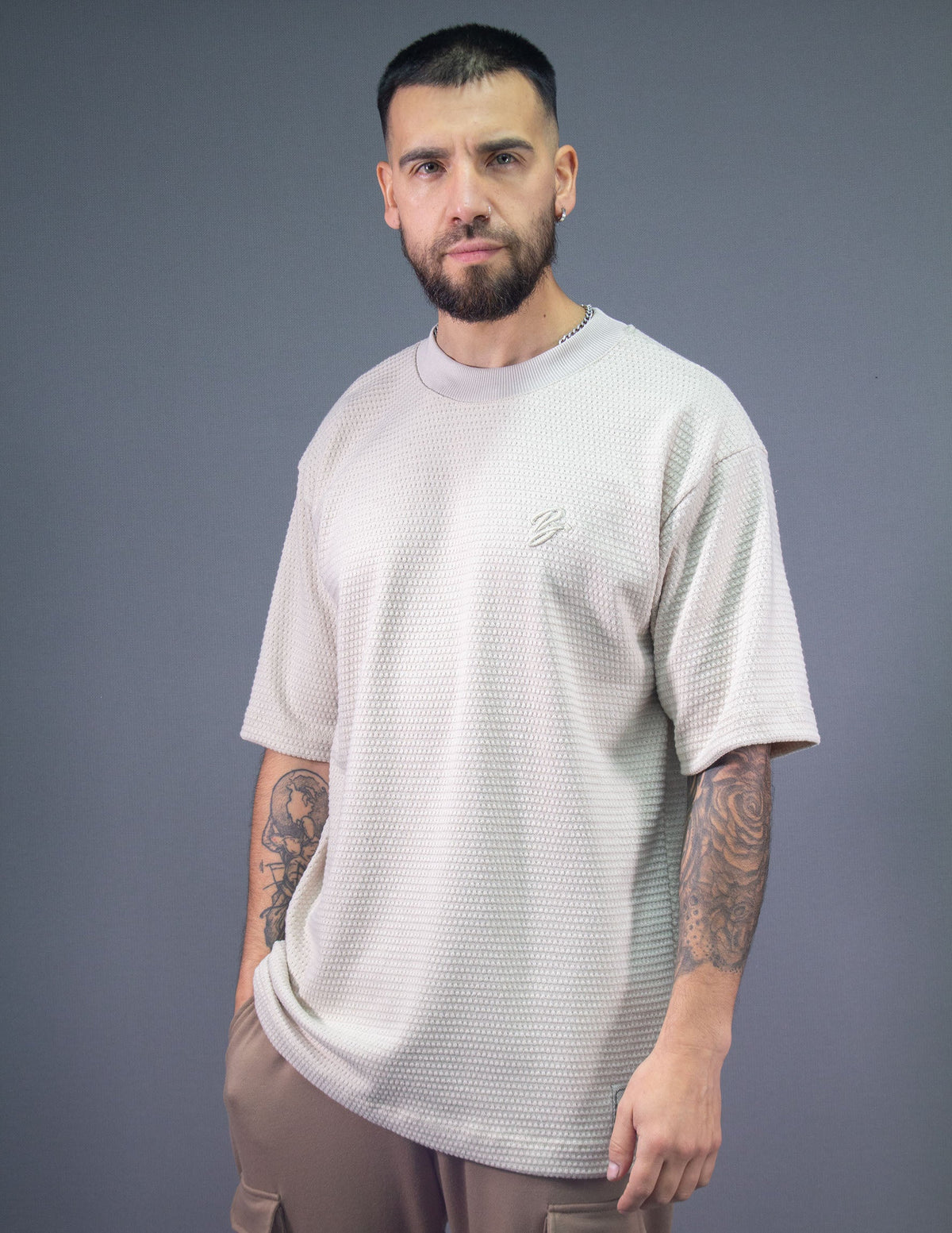 Camiseta Oversize Tex Olivetto - modelo/detalle
