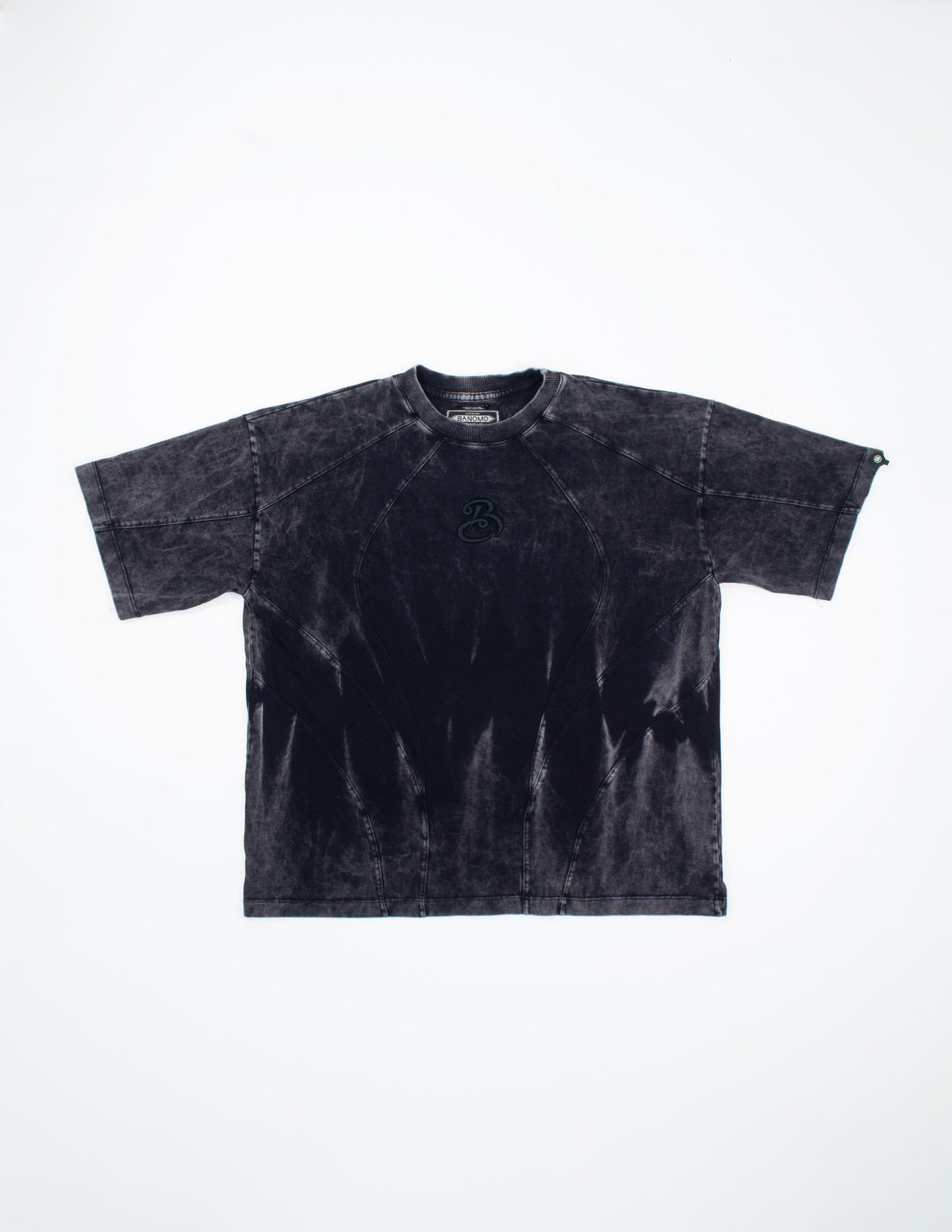 Camiseta Boxy Ondas Acid Wash Black - modelo