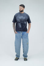 Jeans Baggy Correas Azul Frost - total look