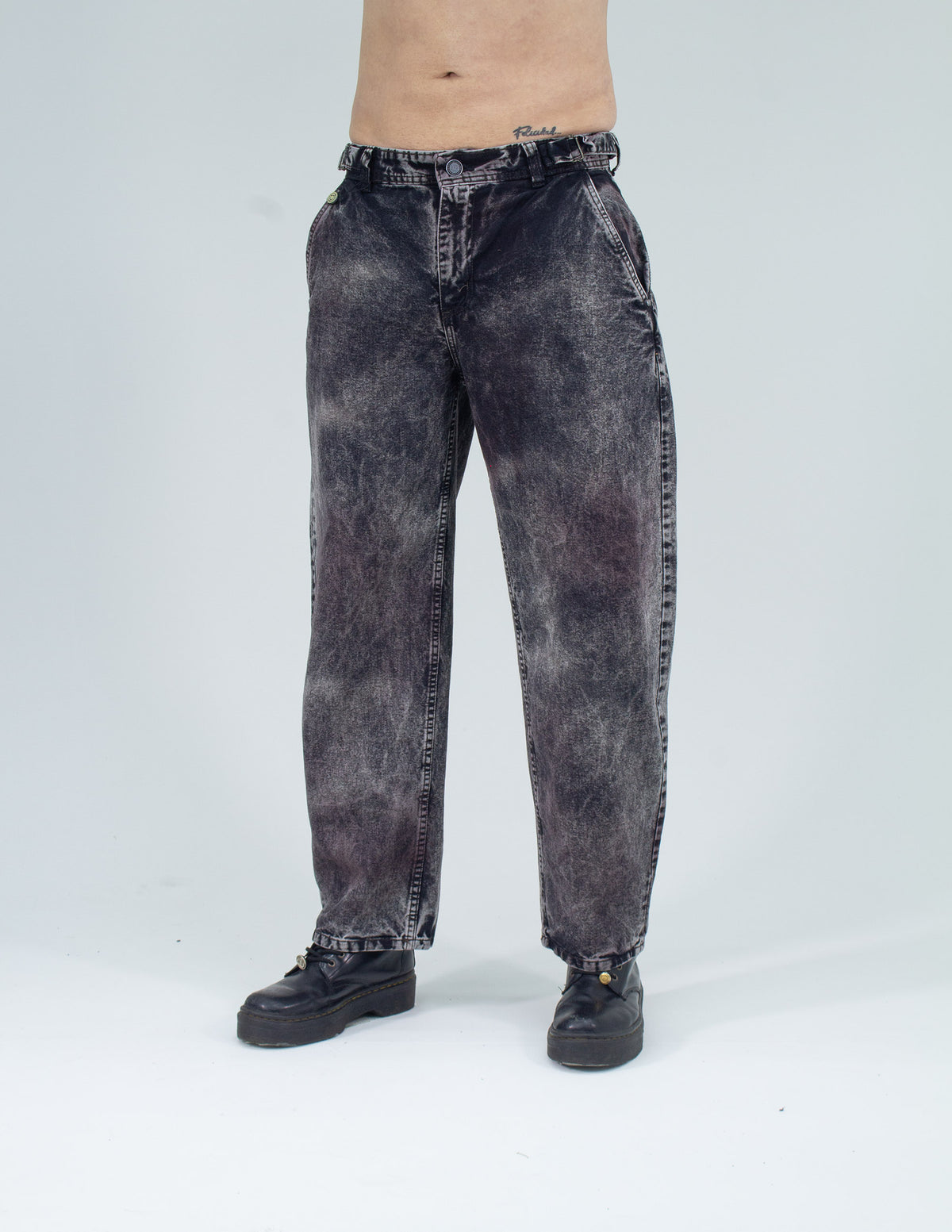 Jeans Baggy Correas Negro - frontal