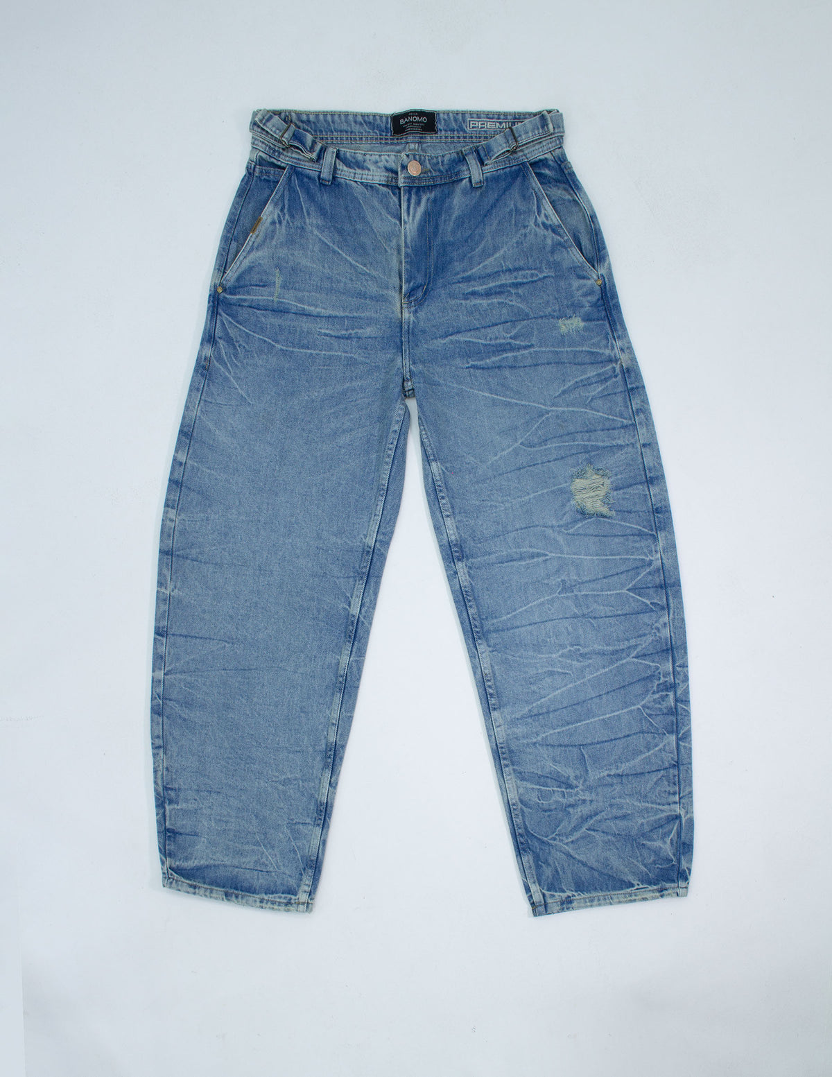 Jeans Baggy Correas Azul Frost - modelo