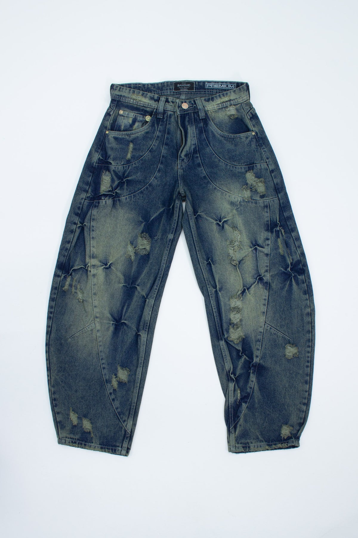 color:azul | Jean Baggy Barriel Rotos BANOMO vista 1