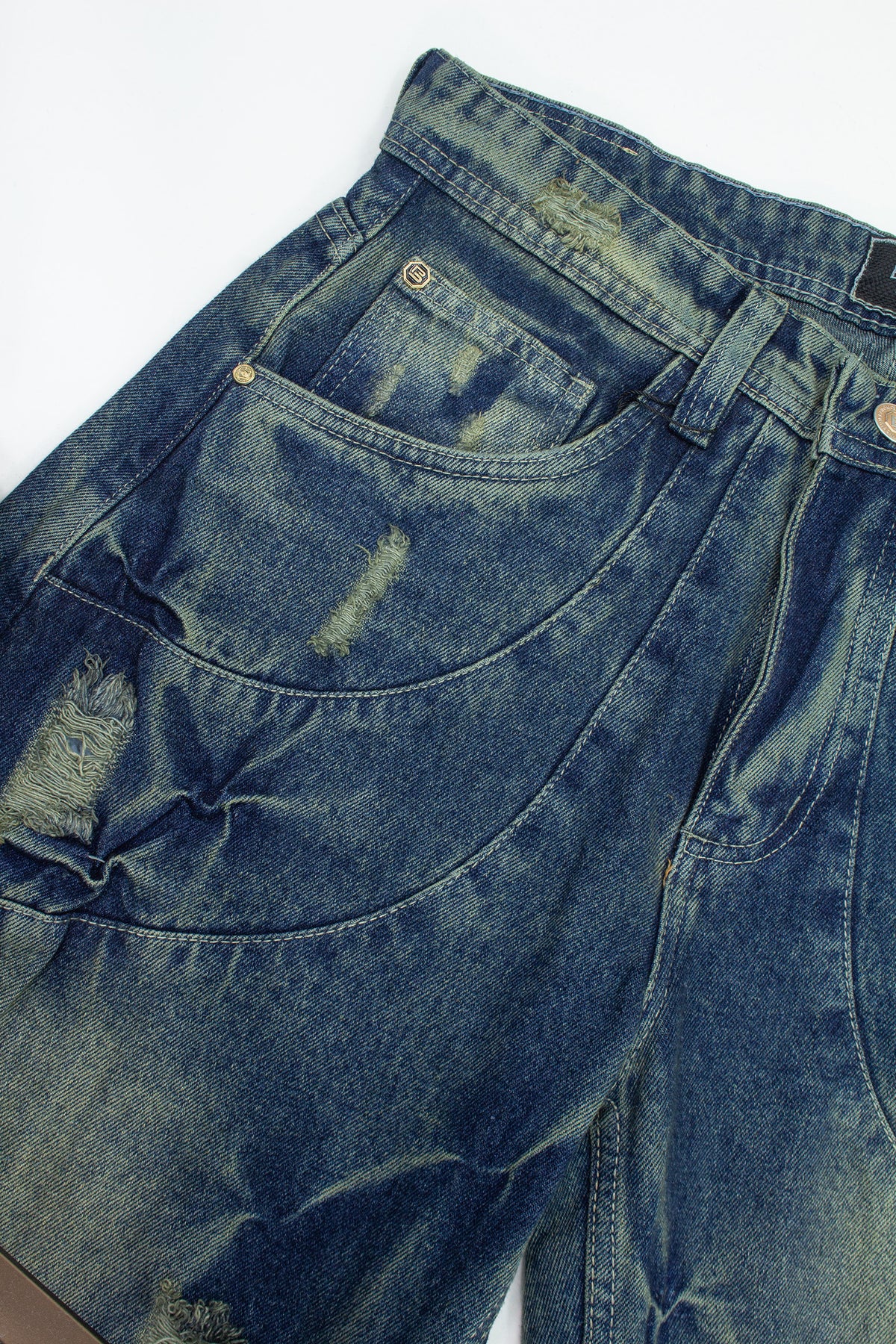 color:azul | Jean Baggy Barriel Rotos BANOMO vista 4