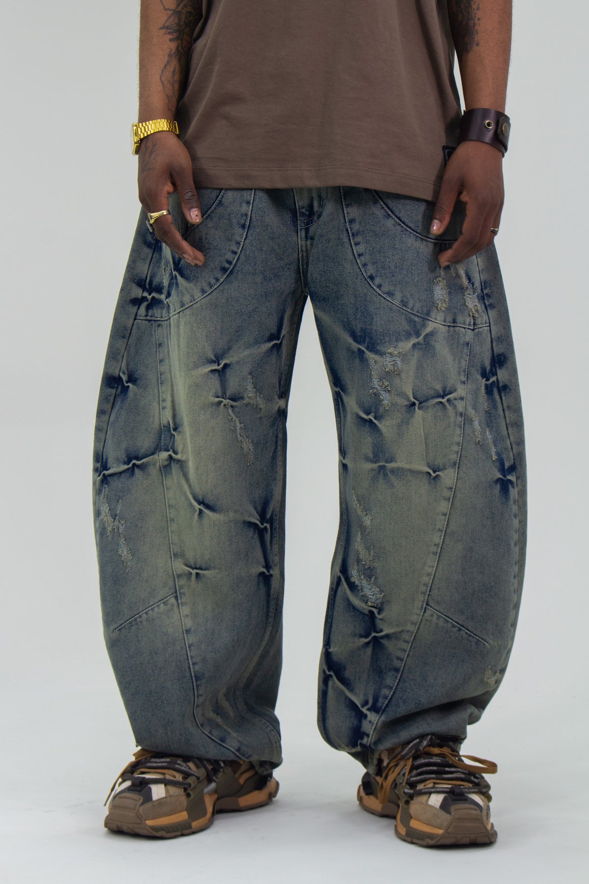 color:azul | Jean Baggy Barriel Rotos BANOMO vista 9